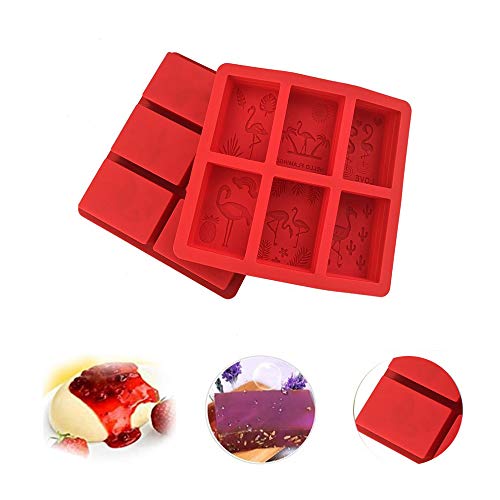 1 Pieza Moldes de Jabón de Silicona, Molde Rectangular de Silicona con 6 Cavidades, Moldes de Vela Perfumada de Silicona DIY, para Hacer Barra de Jabón, Resina, Chocolate, Velas