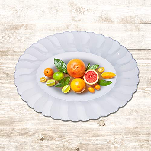 10 bandejas de servicio ovaladas de plástico duro, grande elegante y duro Bandejas transparentes desechables y reutilizables, Bandejas para alimentos Perfecto para fiestas funciones buffets catering