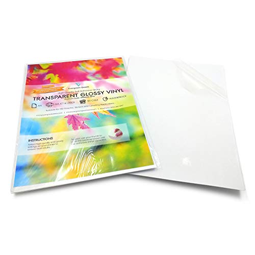 10 hojas A4 brillante autoadhesivo transparente impermeable vinilo transparente calidad de inyección de tinta y láser imprimible calcomanía