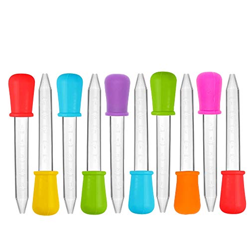 10 Piezas Graduadas de Líquido Claro de 5 ML Graduadas, CKANDAY Pipetas de Plástico y Silicona Multicolores con Punta de Bombilla para Aceite de Caramelo Cocina Niños Fabricación de Goma