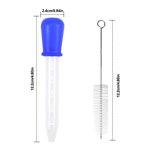 10 Piezas Pipetas Cuentagotas con 1 Cepillo de Limpieza, Graduado 5ML Silicona y Plástico Goteros Líquidos Dropper, Pipeta de Transferencia para Niños Medicina Science Cocina Experimentos