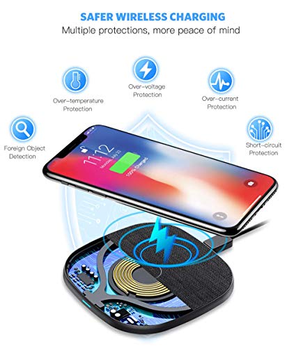 10 W Cargador Inalámbrico Rápido, AGPTEK Qi Wireless Charger 10W/7.5W/5W para iPhone 8/X/XS/XR/11/11Pro, Galaxy S10/S10+/S10E/S9/S9+/S9+/S8, Huawei Mate 20 Pro/ 30 Pro, Xiaomi 9/ Mix 2s/3, Airpods Pro