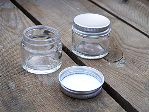 10 x tarros pequeños de vidrio transparente 15 ml con tape enroscado de aluminio EPE. Apropiado para bálsamo labial, hierbas, especias, crema facial, velas y ungüentos