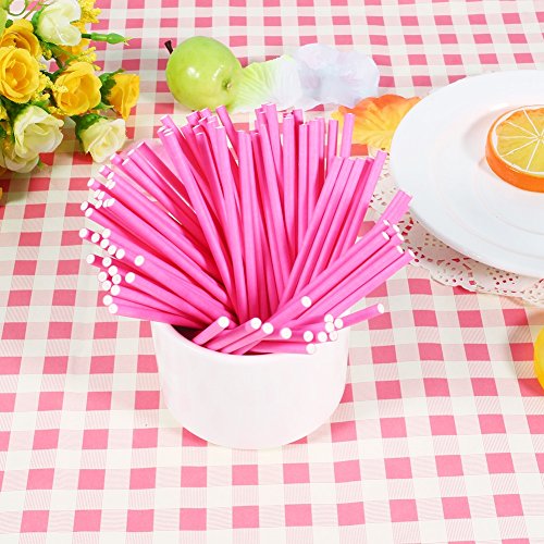 100 Pcs Lollipop palos de alimentos seguros creativos multiusos colores papel palos para el chocolate de caramelo 10 x 0.35cm / 3.9 x 0.13inch ( Color : Rosado )