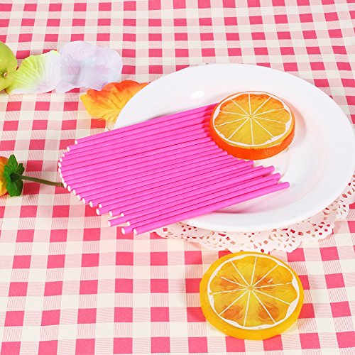 100 Pcs Lollipop palos de alimentos seguros creativos multiusos colores papel palos para el chocolate de caramelo 10 x 0.35cm / 3.9 x 0.13inch ( Color : Rosado )