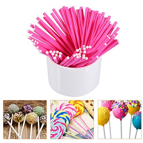 100 Pcs Lollipop palos de alimentos seguros creativos multiusos colores papel palos para el chocolate de caramelo 10 x 0.35cm / 3.9 x 0.13inch ( Color : Rosado )