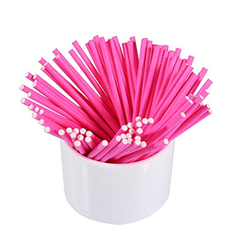 100 Pcs Lollipop palos de alimentos seguros creativos multiusos colores papel palos para el chocolate de caramelo 10 x 0.35cm / 3.9 x 0.13inch ( Color : Rosado )