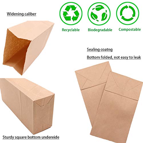 100 Piezas Calidad Bolsa de Papel Kraft 12X21X7CM - ZOORE Biodegradable Bolsas de Papel Regalo Para Navidad/Bodas/Fiestas de Cumpleaños/galletas/gominolas cualquier evento o regalos pequeños(70g/m2)