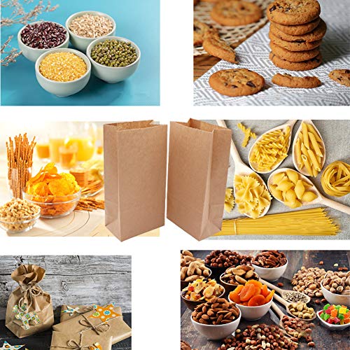 100 Piezas Calidad Bolsa de Papel Kraft 9X18X5.5CM - Panngu Biodegradable Bolsas de Papel Regalo Para Navidad/Bodas/Fiestas de Cumpleaños/galletas/gominolas cualquier evento o regalos pequeños(70g/m2)