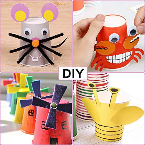 100 Piezas de Vasos de Papel Fiesta de Cumpleaños,Vacaciones Vasos Desechables,Papel Café Té Vasos Desechables sólido Desechables Vasos de Papel para niños DIY Crafts Party Potable(Colores Surtidos)