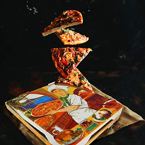 100 uds - Caja para pizza diseño"Vesubio" - tamaño 33x33x3,5 cm - Anónimas - Cartón microcanal de alta calidad 100% reciclable y compostable
