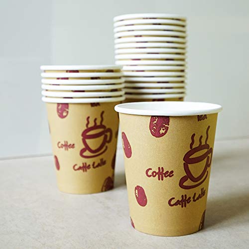 '100 Unidades. Coffee To Go – Vasos Desechables para café, cartón Revestido, 200 ml Coffee to go Taza, diseño de Granos de café. Vasos para Bebidas Calientes y frías