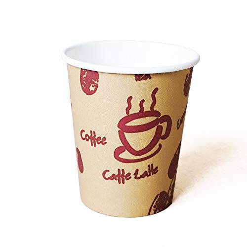 '100 Unidades. Coffee To Go – Vasos Desechables para café, cartón Revestido, 200 ml Coffee to go Taza, diseño de Granos de café. Vasos para Bebidas Calientes y frías