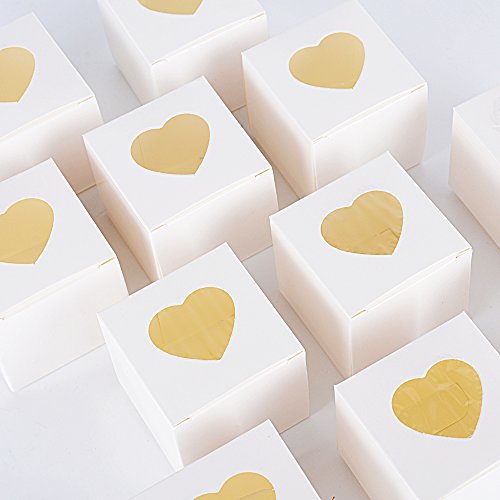 100pcs(5 * 5 * 5cm) Cajas Papel Regalos Caramelos Dulces Bombones Recuerdos Invitados Boda Fiesta Bautizo Comunion Graduación 5 * 5 * 5cm (Blanco con corazón)