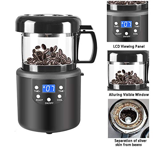 110V / 220V Accesorios Café Tostado del café del hogar de la máquina del hogar Hornear Roasted Bean Machine Tostador de café 80G,Negro