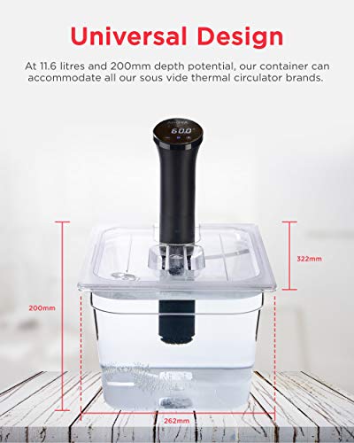 11.6Ltr policarbonato Sous Vide contenedor con tapa de corte personalizado para adaptarse a la cocina de Anova Nano Sous Vide