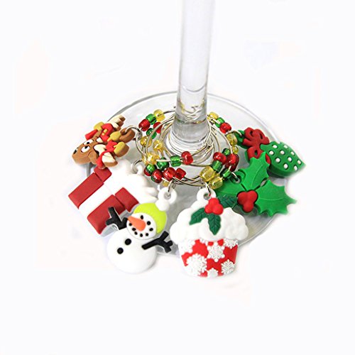 12 Piezas Dije Copa de Vino para Navidad Marcador de Anillo Decoración de Mesa Xmas