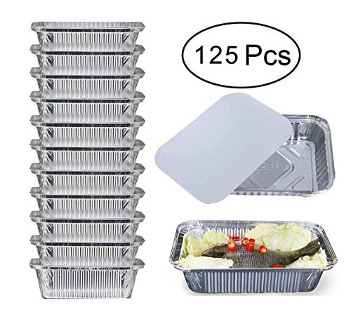 125 recipientes grandes de aluminio para comida con tapas 620ML plata