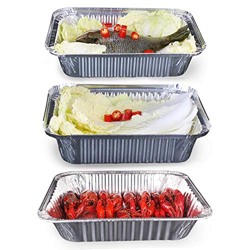 125 recipientes grandes de aluminio para comida con tapas 620ML plata