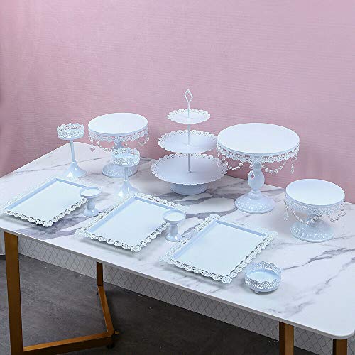 12PCS blanco hierro Soporte de pastel de boda fiesta puesto de dulces vajilla