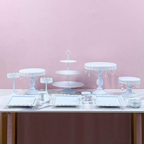 12PCS blanco hierro Soporte de pastel de boda fiesta puesto de dulces vajilla