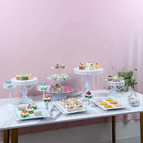 12PCS blanco hierro Soporte de pastel de boda fiesta puesto de dulces vajilla