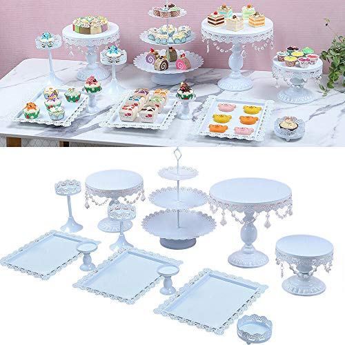 12PCS blanco hierro Soporte de pastel de boda fiesta puesto de dulces vajilla