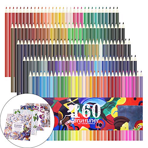 160 lápices de colores, juego de lápices de colores para dibujar, dibujar, pintar, más 4 paquetes de libros de colorear para adultos como regalo extra