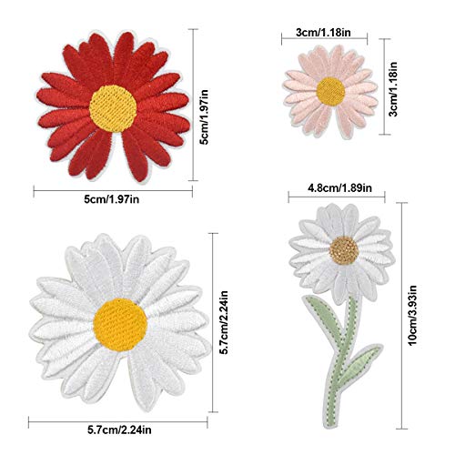 19 Pcs Patch Sticker, Ropa Parches Termoadhesivo, Parches Bordados de Flores de Girasol Margarita, Parches Apliques para DIY Coser o Planchar, Jeans, Plantas, Vaqueros, Bolsas