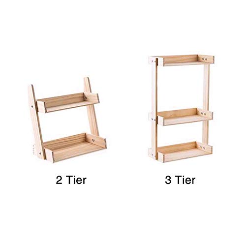 2 / Nivel 3 Especiero Organizador, de Pie Madera Armario Cocina Especias Estante Organizador, Pie Estantería Cocina Encimera Organizador Almacenamiento Estante Soporte - Nivel 3, free size