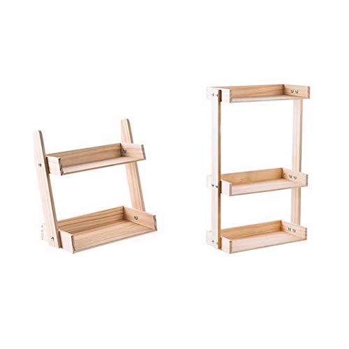 2 / Nivel 3 Especiero Organizador, de Pie Madera Armario Cocina Especias Estante Organizador, Pie Estantería Cocina Encimera Organizador Almacenamiento Estante Soporte - Nivel 3, free size