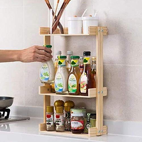 2 / Nivel 3 Especiero Organizador, de Pie Madera Armario Cocina Especias Estante Organizador, Pie Estantería Cocina Encimera Organizador Almacenamiento Estante Soporte - Nivel 3, free size