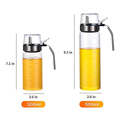 2 paquetes de dispensador de aceite y vinagre, 17 oz y 10 oz ensalada aderezo cruet botellas de crista