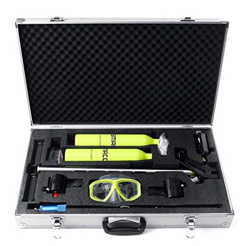 2 Personas Conjunto de buceo con escafandra Sistema Mini botella de gases de oxígeno del depósito de reserva de aire de bomba de aluminio caja de snorkel Equipo de buceo ( Color : 5Pcs 1 People Set )