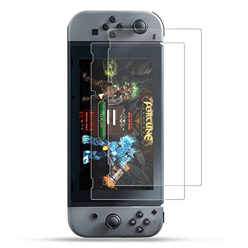 [2-Unidades] 2017 Nintendo Switch Protector de Pantalla Hepooya Nintendo Switch Cristal Templado para Nintendo Switch Cristal Protector, sin Burbujas, 9H Dureza, Ultra-trasparente, Ajuste Perfecto