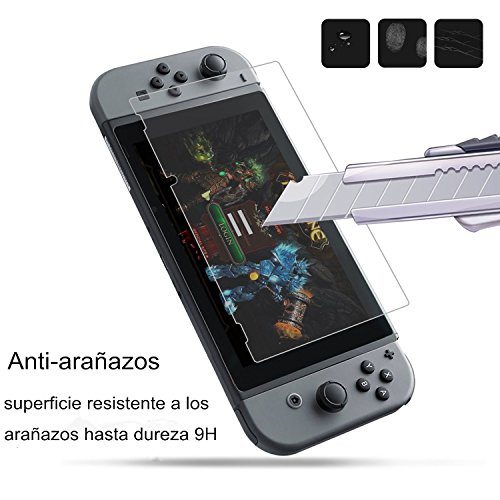 [2-Unidades] 2017 Nintendo Switch Protector de Pantalla Hepooya Nintendo Switch Cristal Templado para Nintendo Switch Cristal Protector, sin Burbujas, 9H Dureza, Ultra-trasparente, Ajuste Perfecto