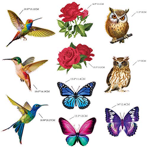 20 Adhesivas de Ventana Anticolisión de Alerta de Aves Decoraciones Pegatinas de Colibrí Rosa Mariposa Búho Etiqueta Disuasoria Estática Evitar Choques de Pájaros en Ppuertas Ventanas Vidrio