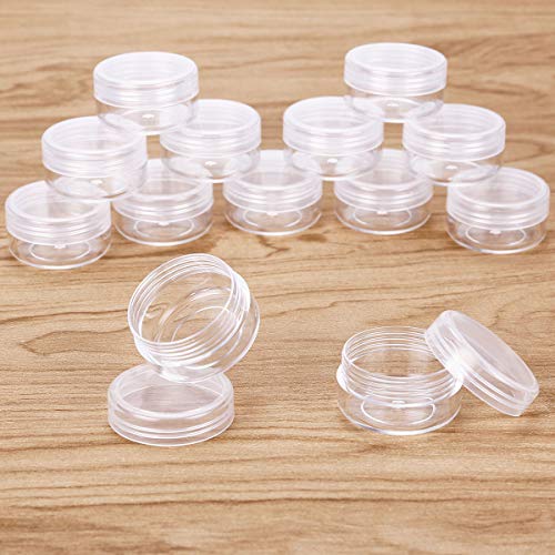 20 Piezas Tarros de Crema 10g / 10ml Vacío Plástico Transparente Contenedor de Cosméticos Tarros - para Cosmética Sombra de Ojos Uñas Polvo Envase - con 4 Piezas Mini Espátula (Transparente)