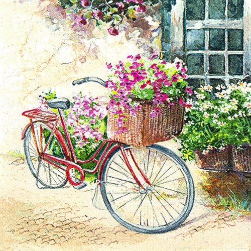 20 servilletas de papel de flores o - // bicicleta de diseño de flores de bicicleta con diseño de flores de la vendimia/33 x 33 cm