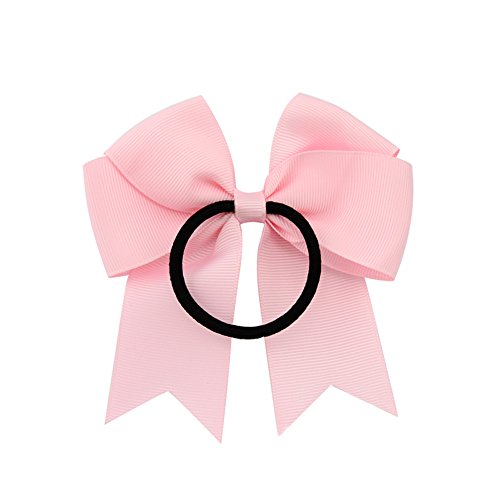 20 unids/lote 4.5 ''Grosgrain cinta arco con banda elástica para el pelo animadora arco Ponytail pelo titular para niñas/mujeres