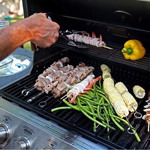 20pcs Stainless Steel BBQ Grill Bar Sticks Set with Handle, Reusable Outdoor Camping Barbecue Skewers Suitable For Barbecues, Cocktail Parties, Birthday Parties and More.