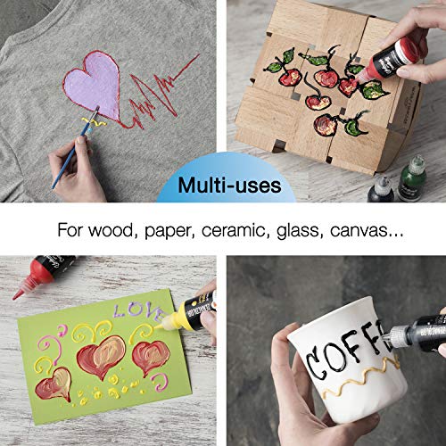 24 Botellas de Pintura 3D Textil y Tejido - Aprieta sobre los Tubos (29mL) para Extender Pintura para Ropa (Algodón) - Personaliza Camisetas, Ropa y Decora Cuadros, Madera, Vidrio