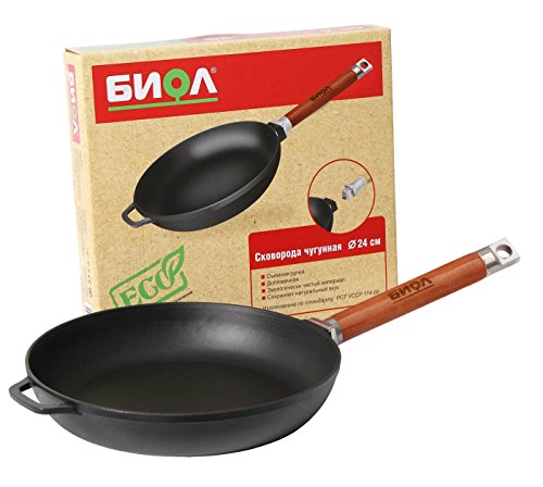 (24 cm) - Biol Cast Iron Pan Black with Removable Handle (24 Centimetre)