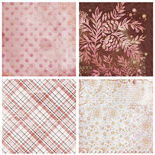 24 Hojas de Paper Pack Scrapbooking Estampado Flores Románticas Vintage para DIY Paper Decorativa Manualidades, 15x15cm