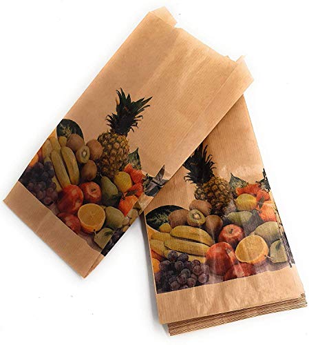 250 Bolsas papel kraft antihumedad para frutas y verduras 14 x 29 cm (1 Kg)