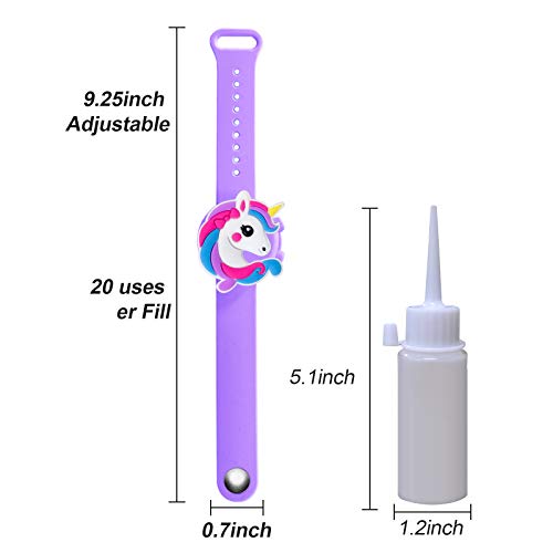 2PCS Unicornio Pulsera Dispensadora de Gel con Apriete La Botella,Silicona Portátil Pulsera Dispensador de Mano para Viajes,Escuela,Acampada Al Aire Libre (Unicornio)