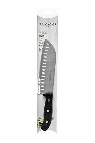 3 Claveles - Cuchillo japonés Santoku Alveolado, carne pescado y verdura, Acero Inoxidable, línea DOMVS - (18cm - 7")