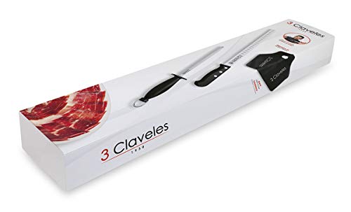 3 Claveles Set Jamonero y Chaira, Se Incluye el Cubre Jamón, Negro, 29 cm, 0 cm