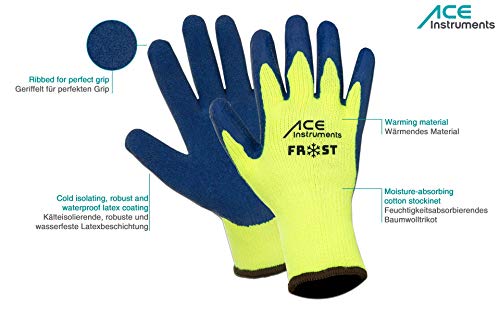 3 pares de ACE Frost – Guantes Térmicos de Trabajo - Protección Contra Frío – Perfecto en Invierno - Buen Agarre, Talla 9 - M