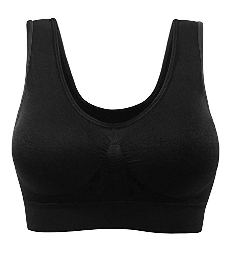 3 Piezas Sujetador Deportivo para Mujeres Sin Costuras Yoga Racerback Top con Almohadillas Extraíbles Ultimate Corriendo Gimnasio Ropa (5XL: 48/50, Desnudo&Negro&Blanco)